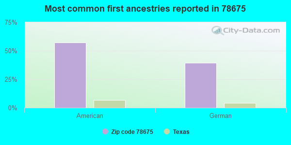 Most common first ancestries reported in 78675