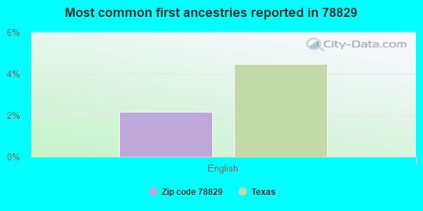 Most common first ancestries reported in 78829