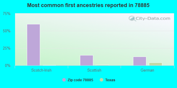 Most common first ancestries reported in 78885