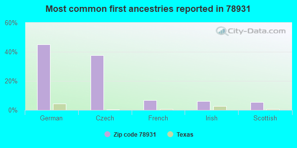 Most common first ancestries reported in 78931