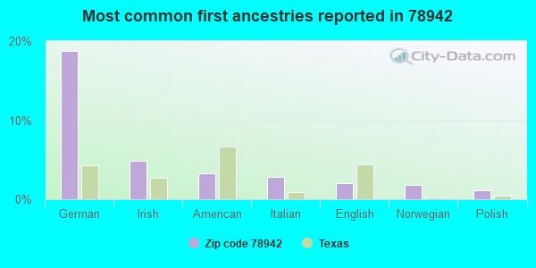 Most common first ancestries reported in 78942