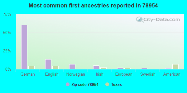 Most common first ancestries reported in 78954