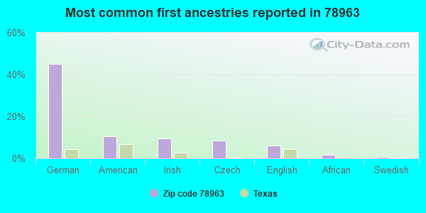 Most common first ancestries reported in 78963