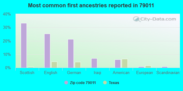 Most common first ancestries reported in 79011