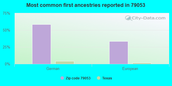 Most common first ancestries reported in 79053