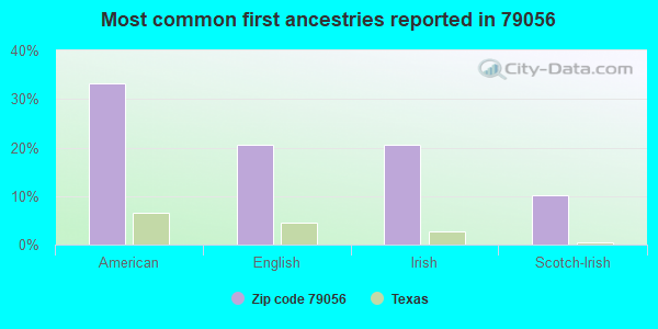 Most common first ancestries reported in 79056