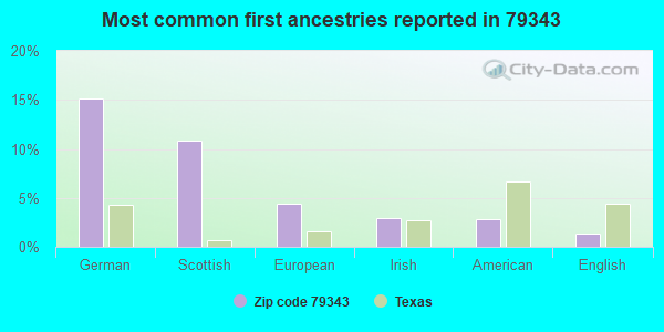 Most common first ancestries reported in 79343