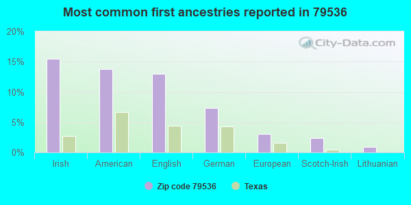 Most common first ancestries reported in 79536