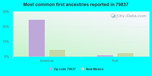 Most common first ancestries reported in 79837