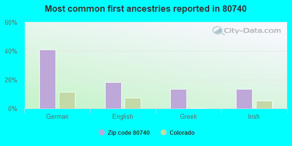 Most common first ancestries reported in 80740