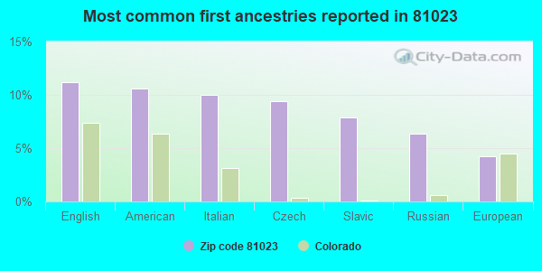 Most common first ancestries reported in 81023