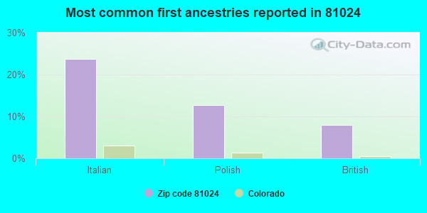 Most common first ancestries reported in 81024