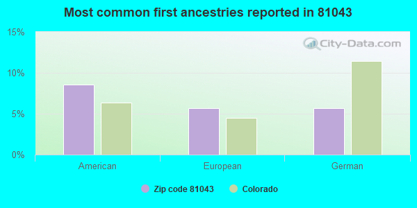 Most common first ancestries reported in 81043