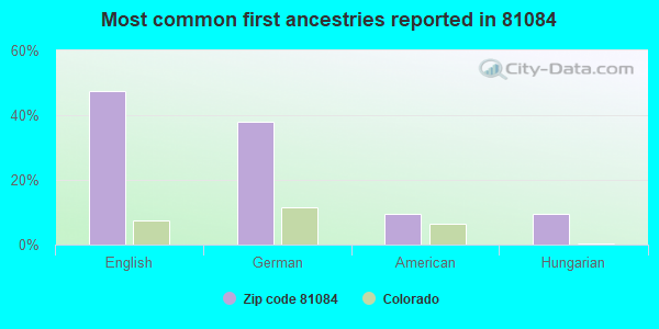 Most common first ancestries reported in 81084