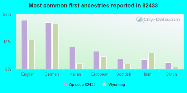 Most common first ancestries reported in 82433