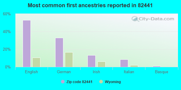 Most common first ancestries reported in 82441