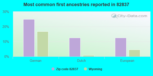 Most common first ancestries reported in 82837