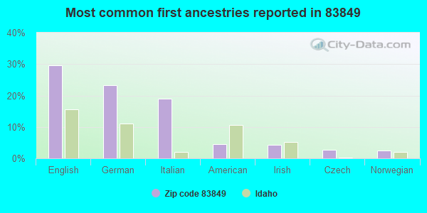 Most common first ancestries reported in 83849
