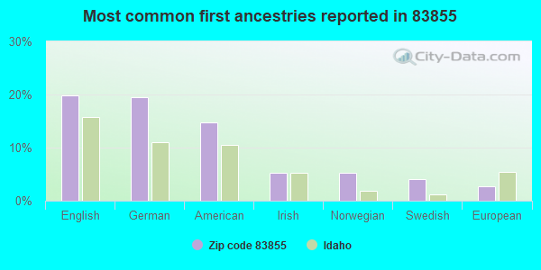 Most common first ancestries reported in 83855