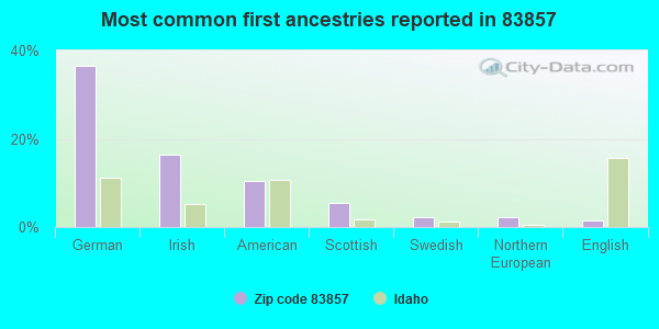 Most common first ancestries reported in 83857