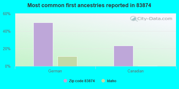 Most common first ancestries reported in 83874