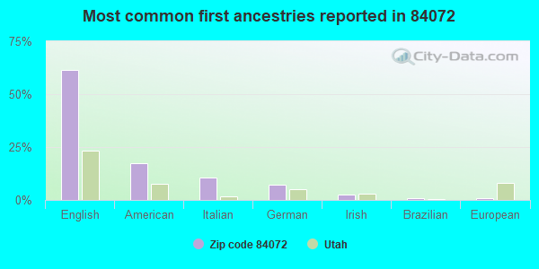 Most common first ancestries reported in 84072