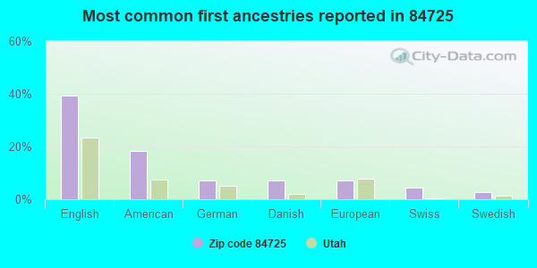 Most common first ancestries reported in 84725