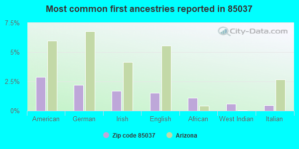 Most common first ancestries reported in 85037