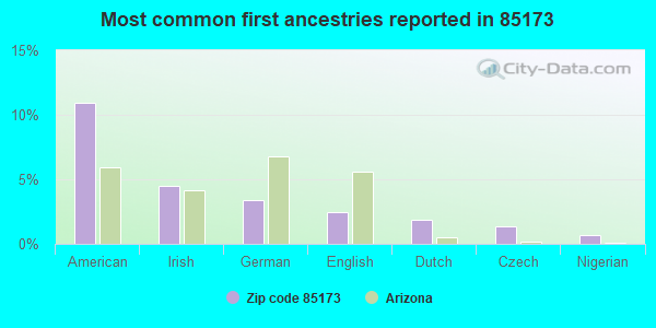 Most common first ancestries reported in 85173