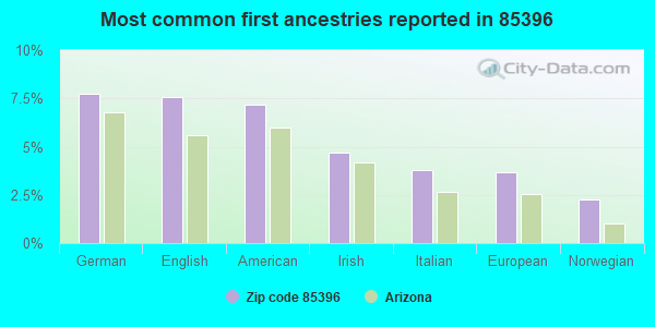 Most common first ancestries reported in 85396