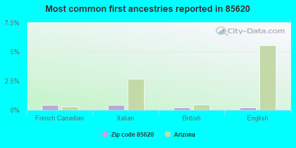 Most common first ancestries reported in 85620