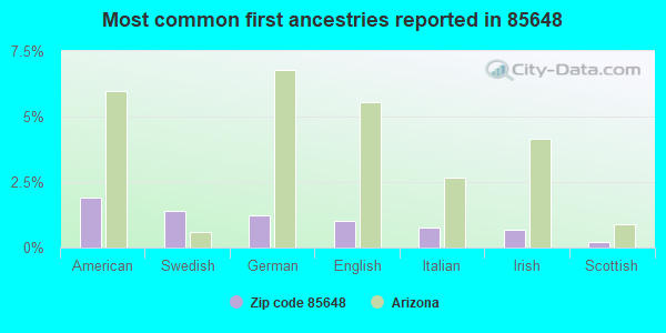 Most common first ancestries reported in 85648