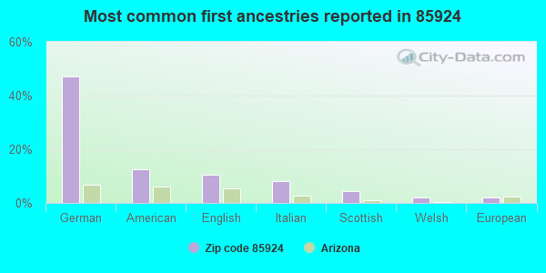 Most common first ancestries reported in 85924