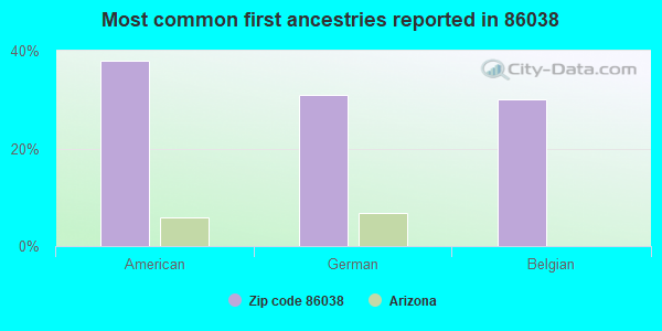 Most common first ancestries reported in 86038