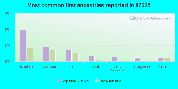 Most common first ancestries reported in 87025