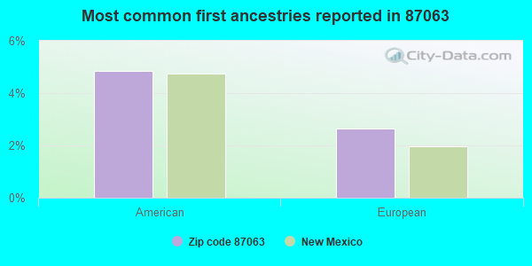 Most common first ancestries reported in 87063