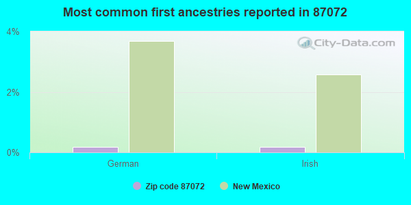 Most common first ancestries reported in 87072