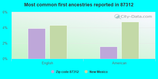 Most common first ancestries reported in 87312