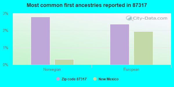 Most common first ancestries reported in 87317