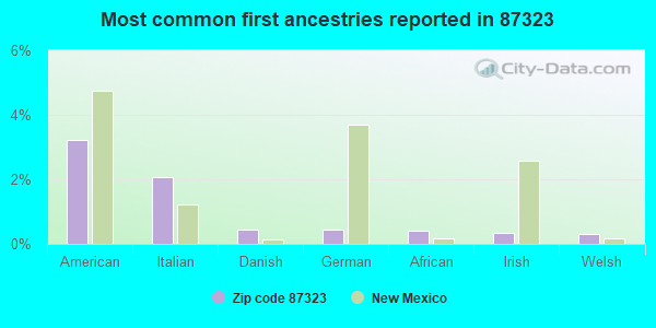 Most common first ancestries reported in 87323