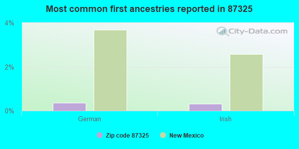 Most common first ancestries reported in 87325