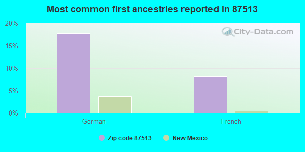Most common first ancestries reported in 87513