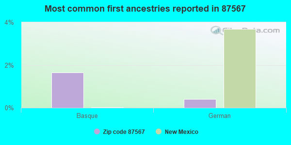 Most common first ancestries reported in 87567