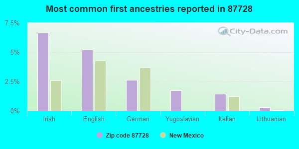 Most common first ancestries reported in 87728