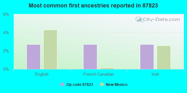 Most common first ancestries reported in 87823