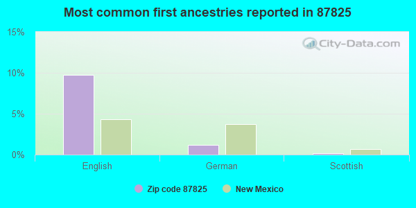 Most common first ancestries reported in 87825