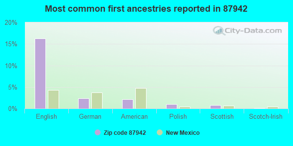 Most common first ancestries reported in 87942