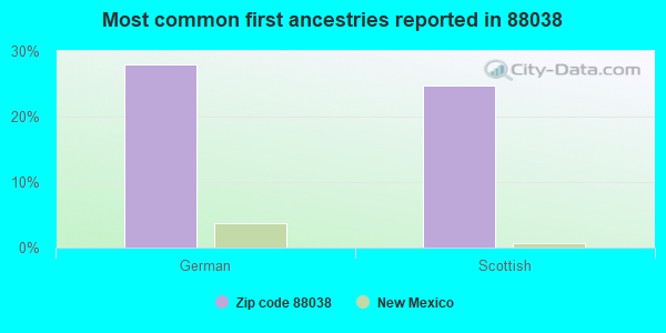 Most common first ancestries reported in 88038