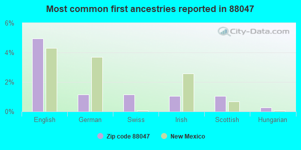 Most common first ancestries reported in 88047