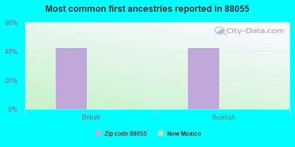 Most common first ancestries reported in 88055